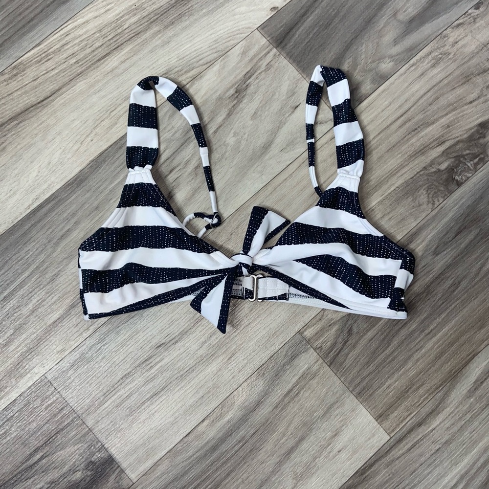 2/$25 Billabong Black & White Striped Bikini Top